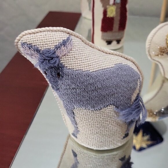 Rare Vintage Petei Knitted Nativity Individual Hand Painted Canvas 12 Piece - Picture 6 of 14